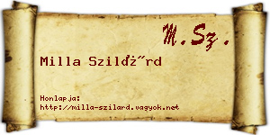 Milla Szilárd névjegykártya